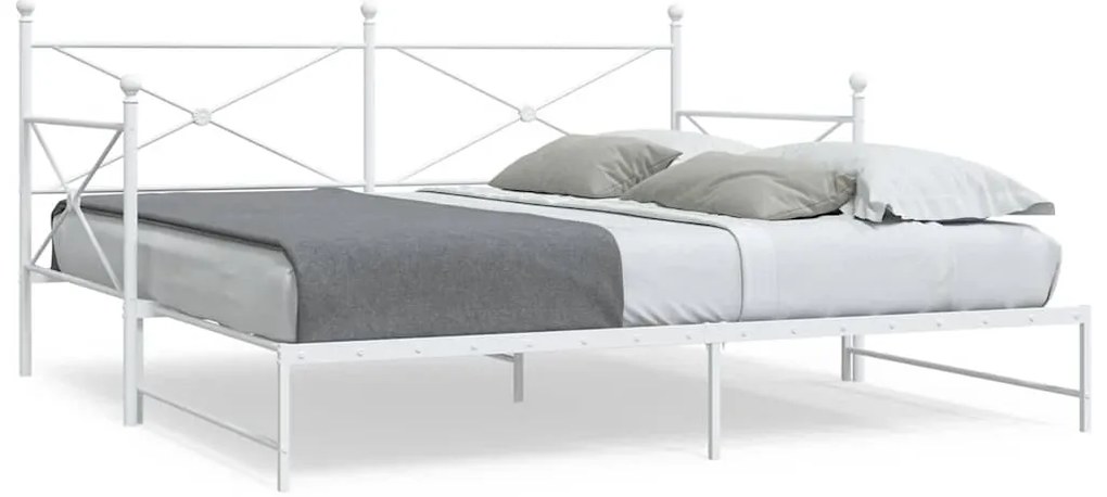 Daybed with Trundle without Mattress White 107x203 cm acél