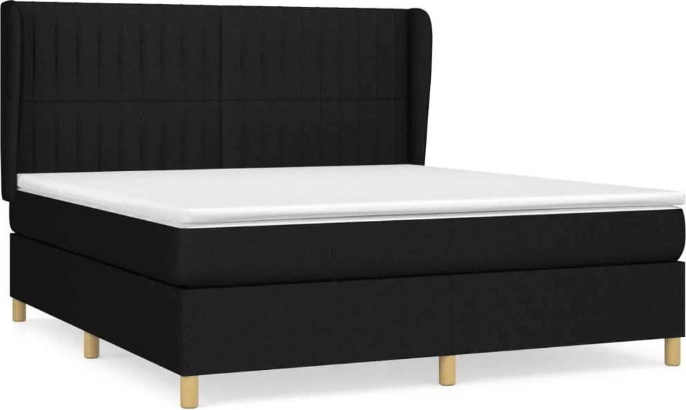 vidaXL fekete szövet rugós ágy matraccal 160x200 cm