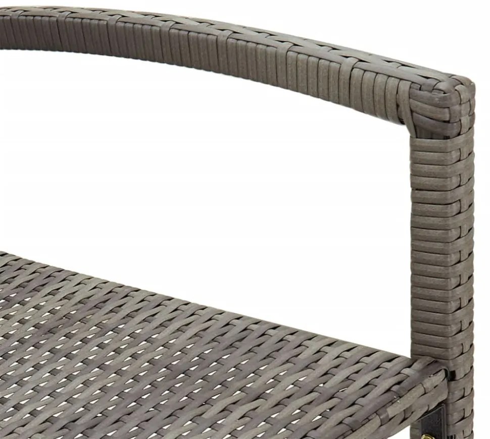 3 részes szürke tömör akácfa és polyrattan kerti bárszett