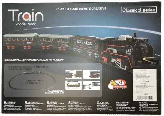 Classical Train Elemes Kisvasút Szett fény És Hanghatással Vonat Vasút Készlet