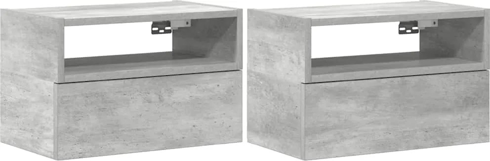 vidaXL 2 db betonszürke falra szerelhető éjjeliszekrény 45x26x28,5 cm