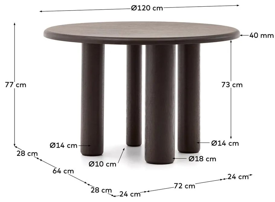 Kerek étkezőasztal ø 120 cm Mailen – Kave Home