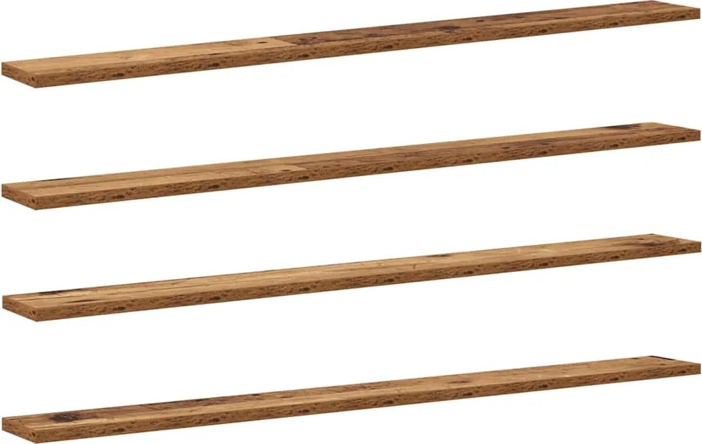 vidaXL Polcos könyvespolc 4 pcs Barna 100 x 10 x 1,5 cm Faanyag