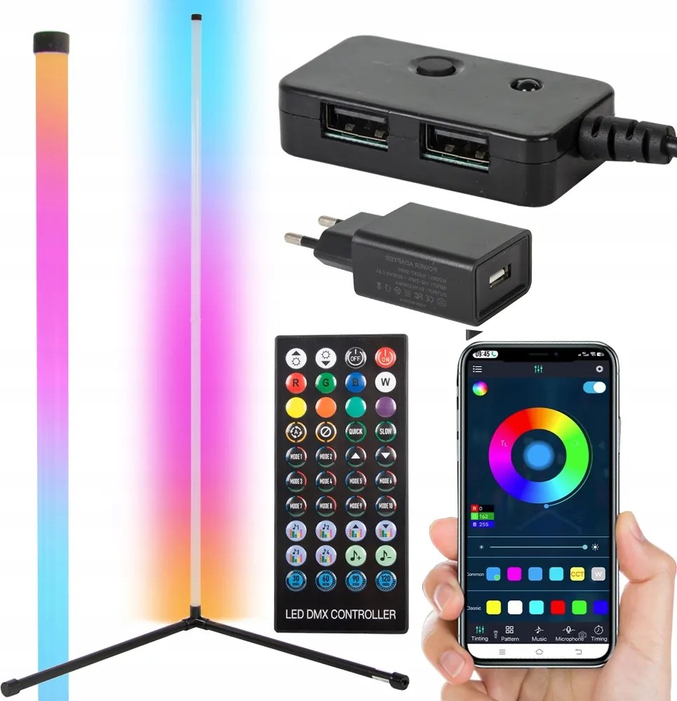 Álló sarok álló lámpa rgb led éjszakai hálószoba alkalmazás 1m