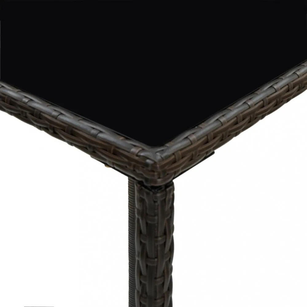 barna polyrattan és üveg kerti bárasztal 70 x 70 x 110 cm