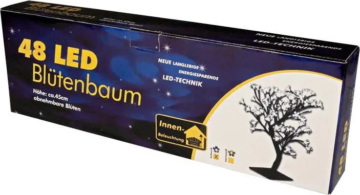 NEXOS Dekoratív LED fa virágokkal 45 cm hideg fehér
