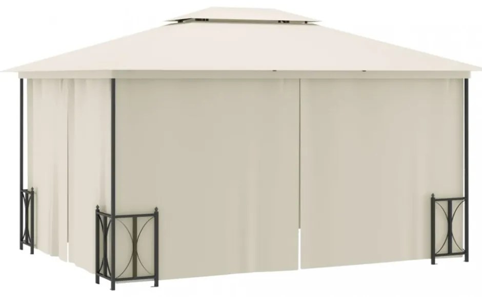 krémszínű pavilon oldalfalakkal és dupla tetővel 3x4 m