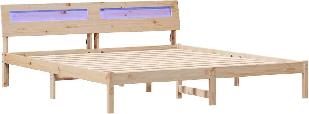 vidaXL Ágykeret fejtámlával Barna 200 x 200 cm Tömör fenyőfa