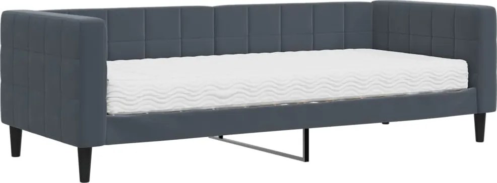 vidaXL sötétszürke bársony heverő matraccal 80 x 200 cm