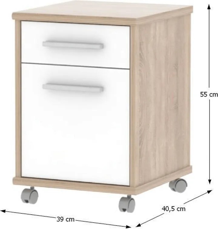 Irodai összeállítás, sonoma tölgyfa/fehér, JOHAN 2 NEW