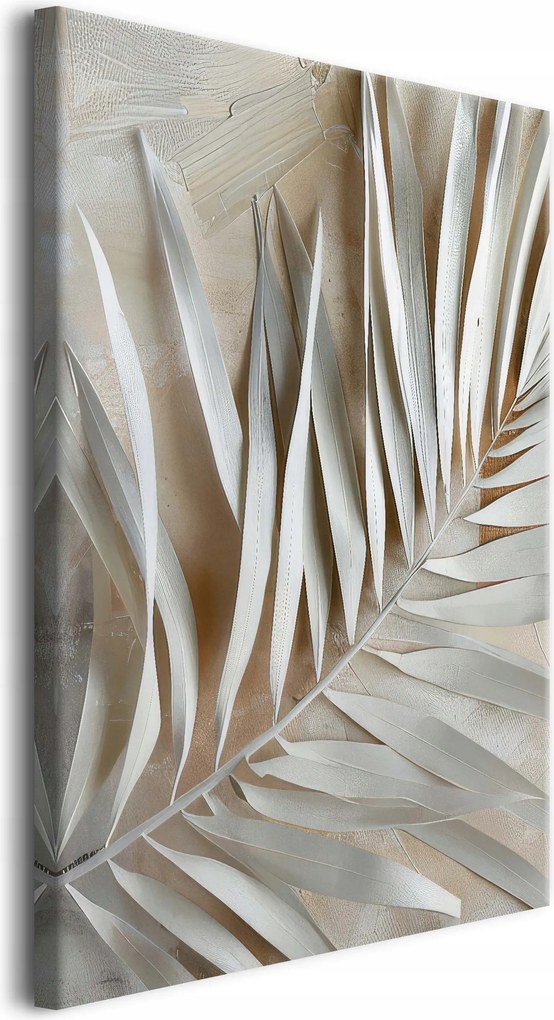 Nagy Vászonkép a nappaliba Levelek a vászonra Boho Fehér Bézs Fali dekoráció