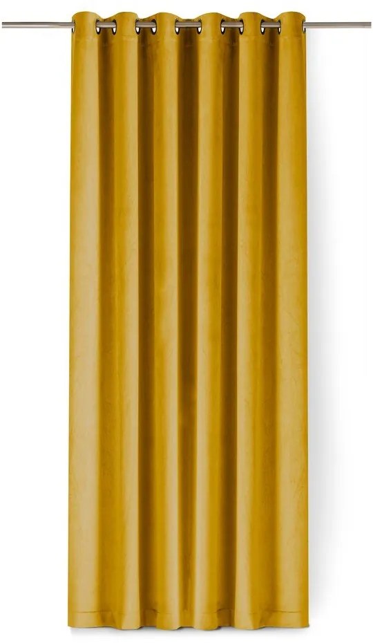 Mustársárga bársony dimout (részleges sötétítő) függöny 200x250 cm Velto – Filumi