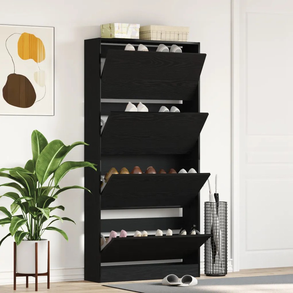 Cipőszekrény Fekete tölgy Műszaki fa 80 x 21 x 163.5 cm Tartós