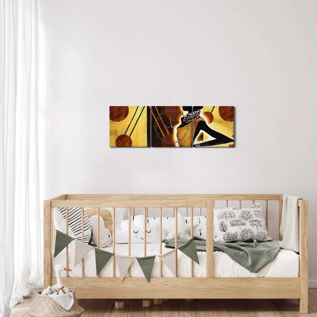 Egy ősi művészeti festmény képe (órával) (90x30 cm)