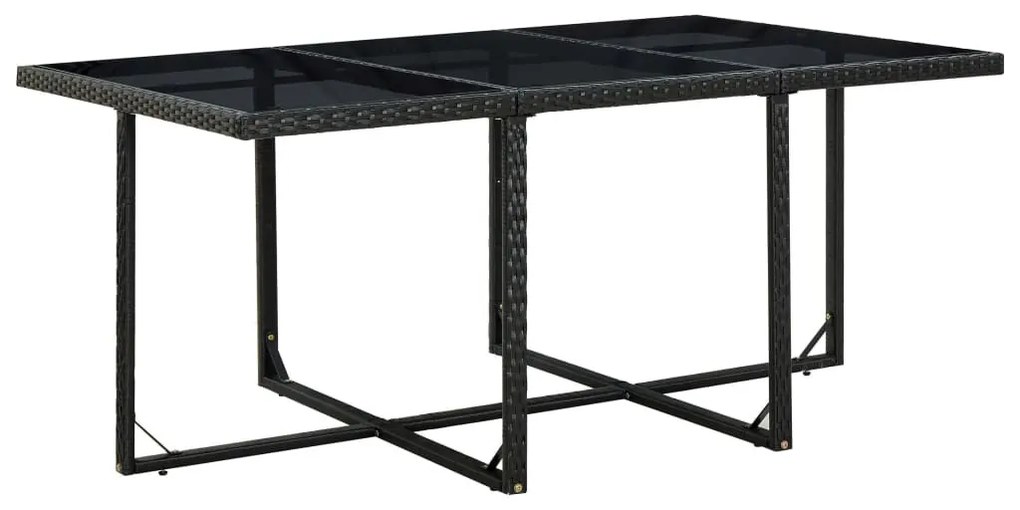 11-részes fekete polyrattan kültéri étkezőszett párnákkal