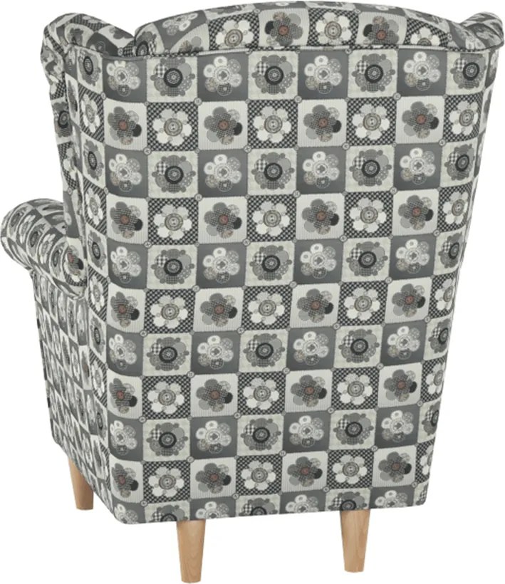 füles fotel puffal, szövet patchwork N1, ASTRID