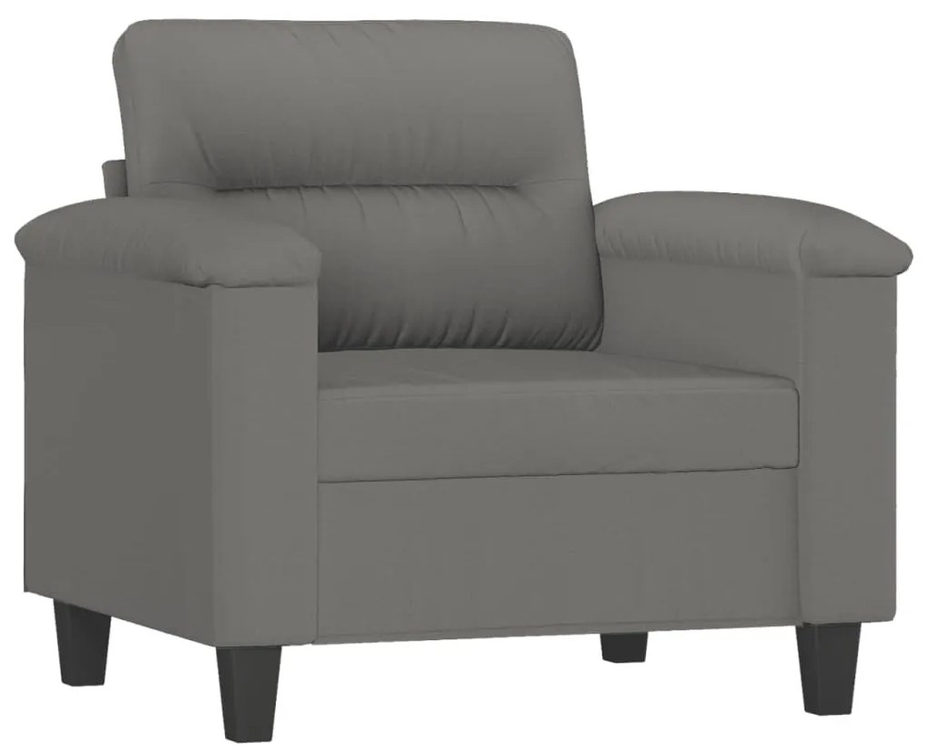 sötétszürke mikroszálas szövet kanapéfotel lábtartóval 60 cm