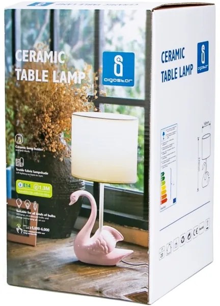 Aigostar - Gyereklámpa 1xE14/40W/230V swan rózsaszín