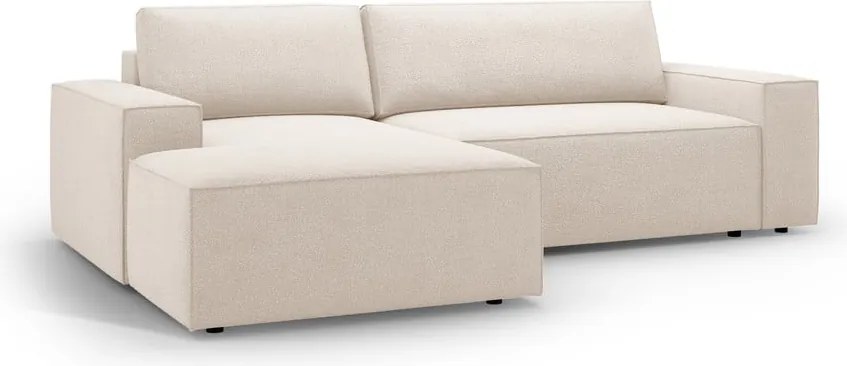 Bézs buklé kinyitható sarokkanapé (bal oldali) Jodie – Micadoni Home