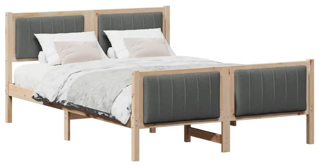 Ágykeret barna és sötétszürke 140 x 200 cm Tömör fenyőfa