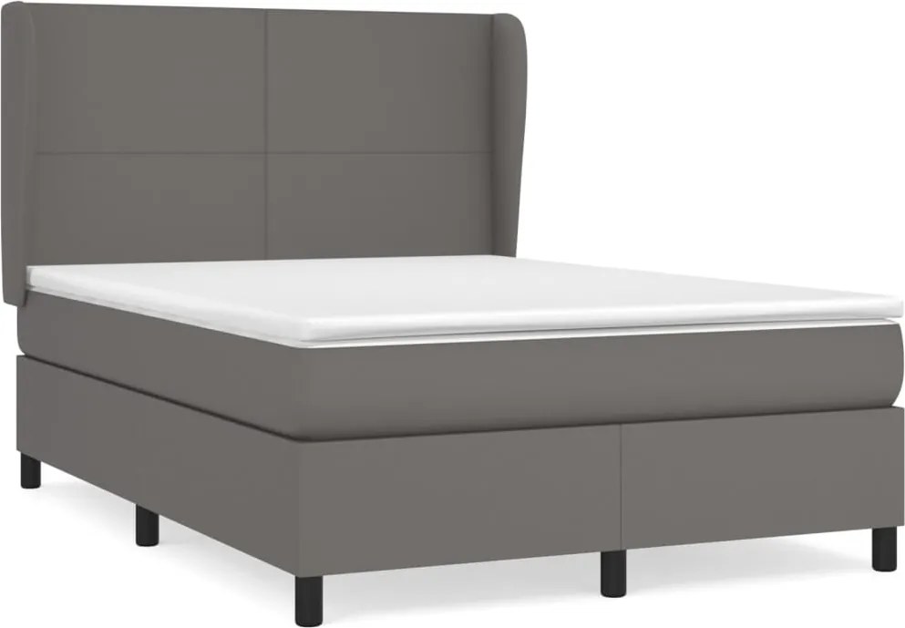 vidaXL szürke műbőr rugós ágy matraccal 140x190 cm