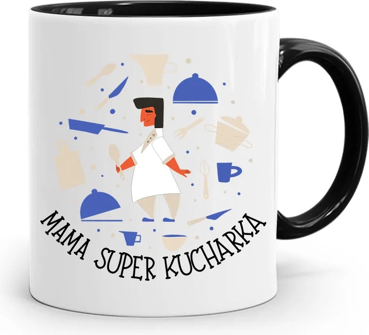 Fekete Bögre Ajándék Anyukáknak Szuper Szakácsnőknek fényképes nyomattal
