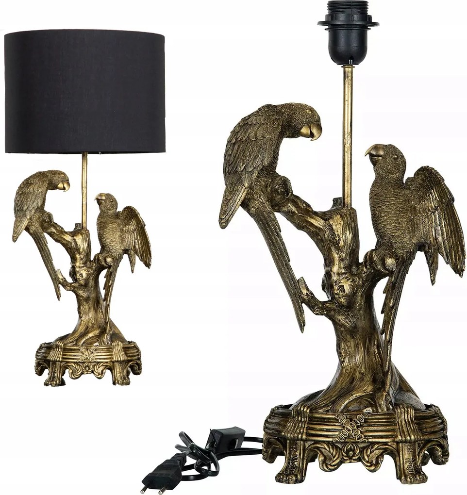 Asztali Lámpa Álló Arany Papagájok retro hálószoba lámpabúra nélkül asztali