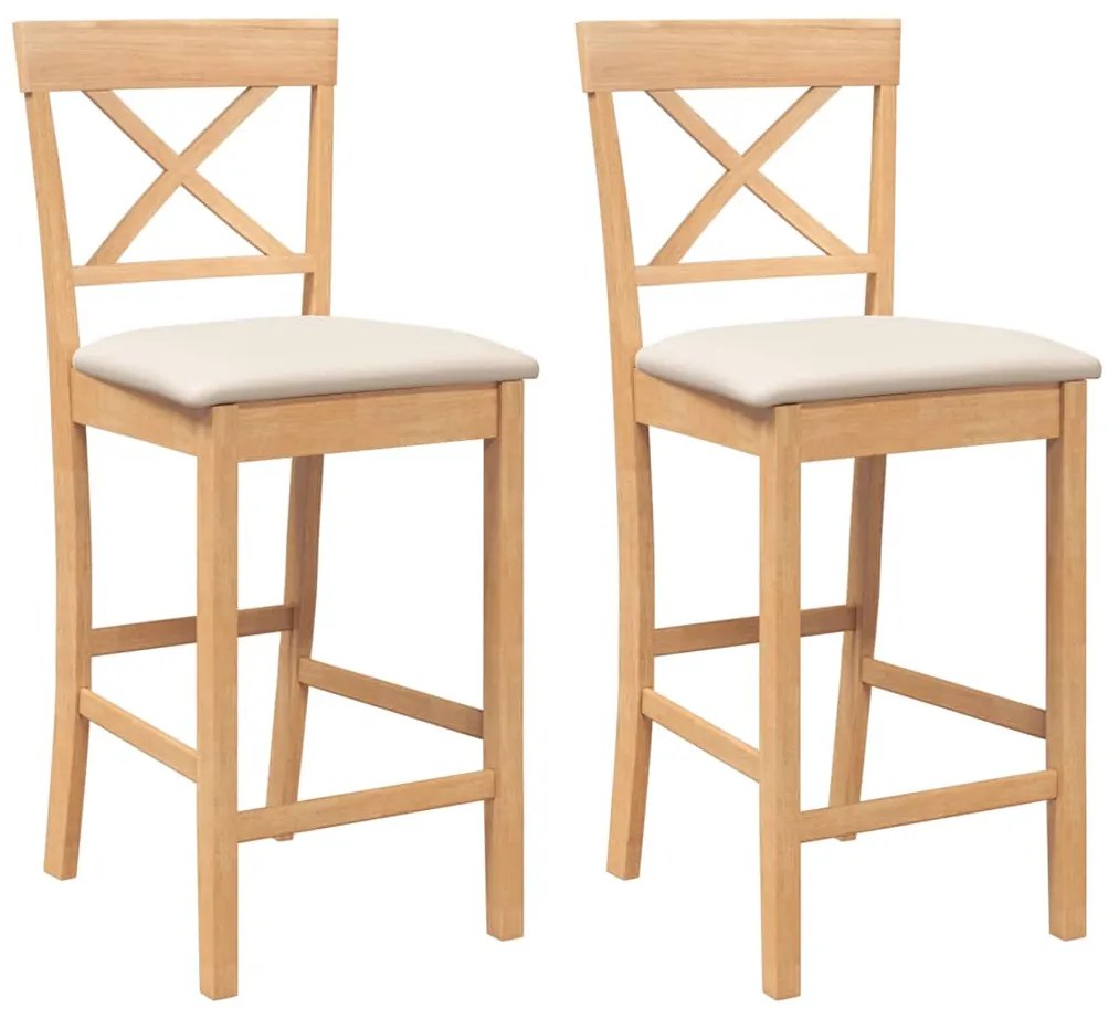 2 db természetes tömörfa gumiból bárszékek párnákkal