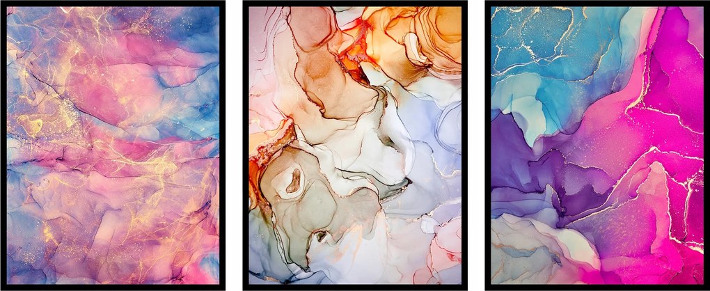 Akvarellek Grafika absztrakt poszter triptichon 21x30