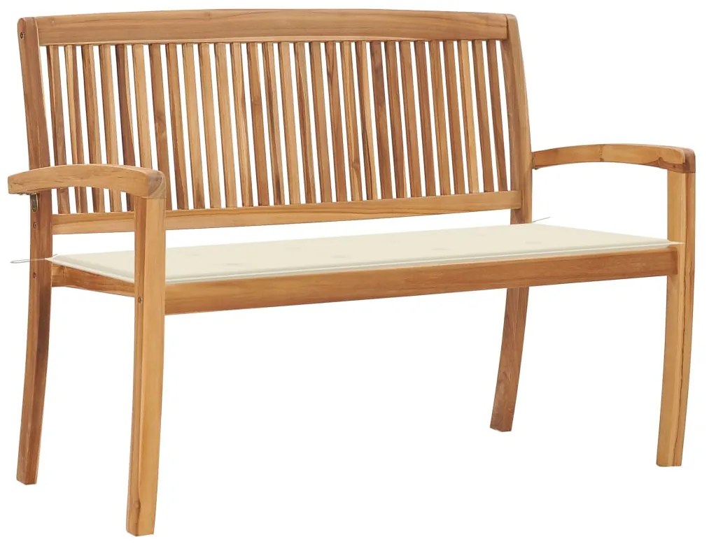 vidaXL tömör tíkfa rakásolható kerti pad párnával 128,5 cm