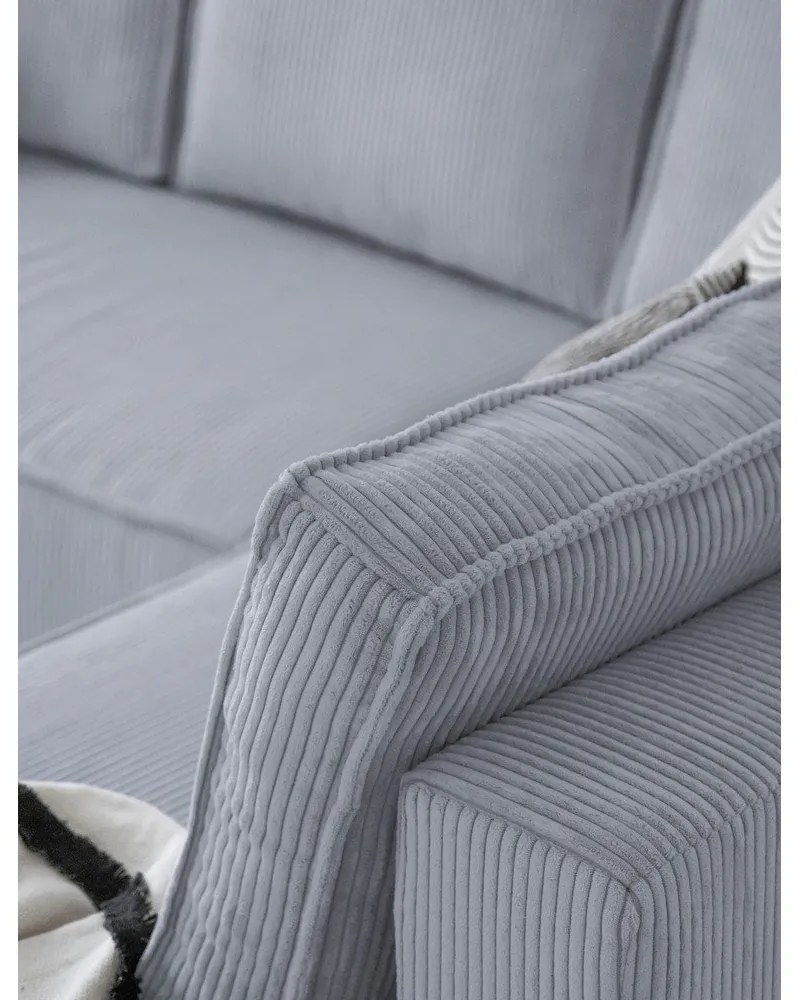 Világosszürke kordbársony kinyitható sarokkanapé (jobb oldali-U alakú) Brave Dave – Miuform