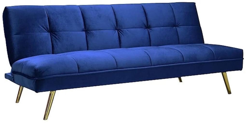 JULIANA Velvet ágyazható kanapé, 181x80x88, kék (gránátalma)
