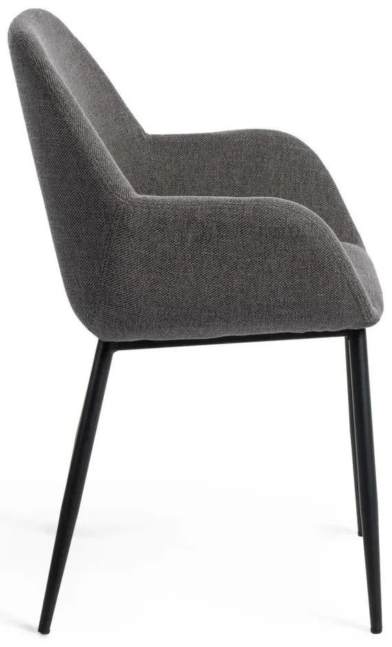 Antracitszürke kárpitozott étkezőfotel Konna – Kave Home