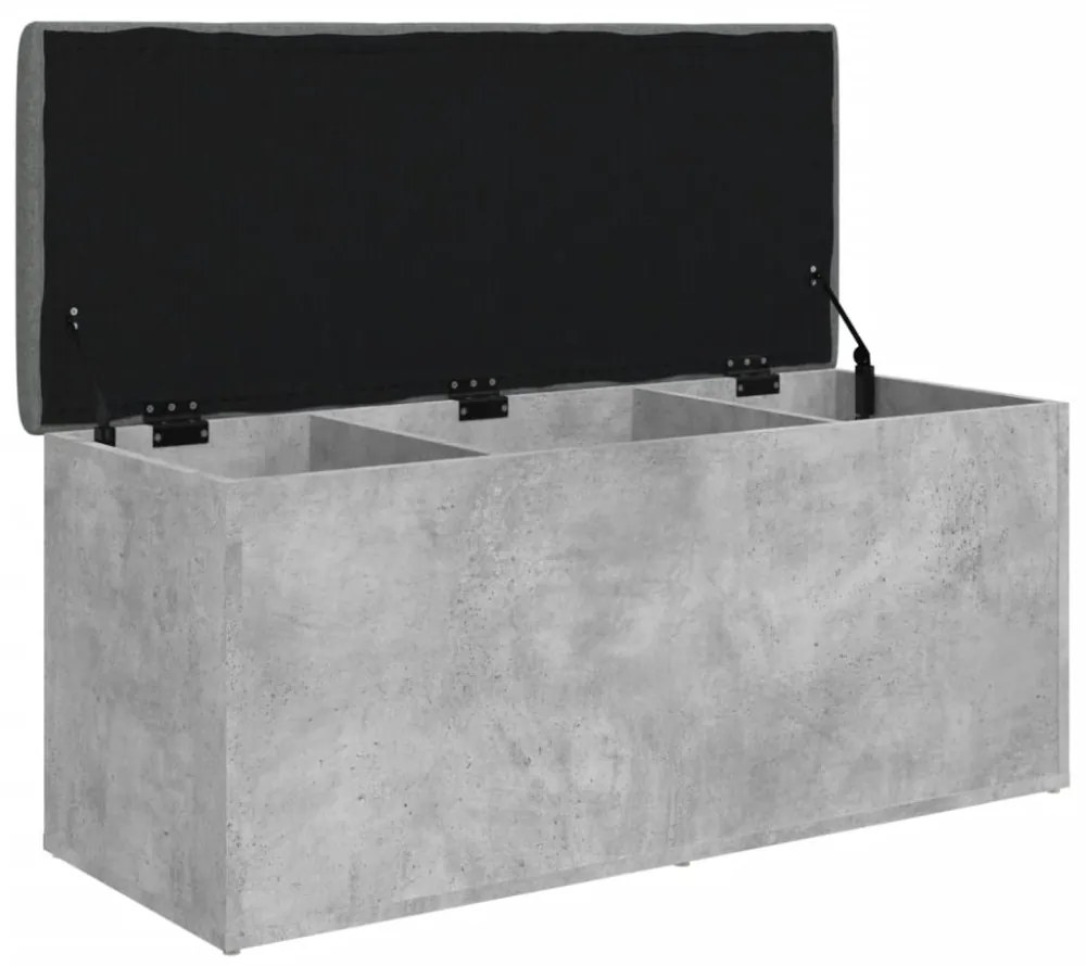 betonszürke szerelt fa tárolópad 102 x 42 x 45 cm