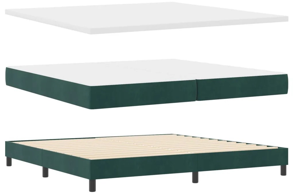 Boxspring Ágy Matrac nélkül Sötét Zöld 200x200 cm Bársony