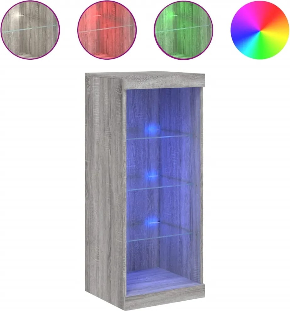 vidaXL szürke sonoma színű tálalószekrény LED-ekkel 41 x 37 x 100 cm