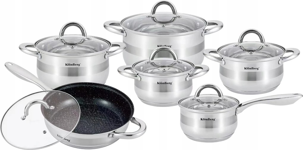 Acél Edénykészlet Ezüst 12 Db-os El KlönBerg Premium