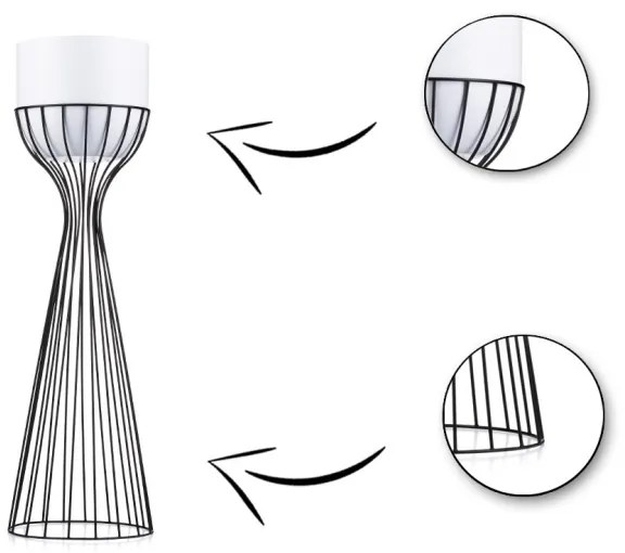 Fém virágcserép LOFT 56x20 cm fekete/fehér