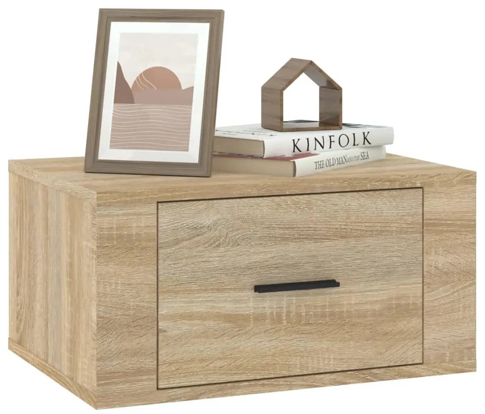 2 db sonoma tölgy falra szerelhető éjjeliszekrény 50x36x25 cm