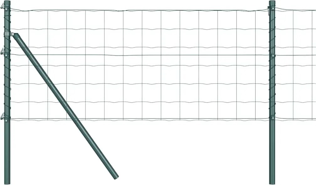 vidaXL Kerítés oszlopokkal Zöld 0,8 x 10 m Acél