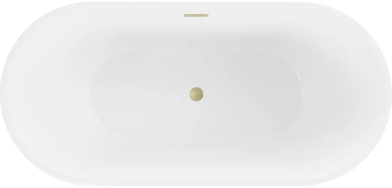 Mexen Luna, szabadon álló kád 180 x 80 cm, fehér, arany matt túlfolyó, 52031808000-55