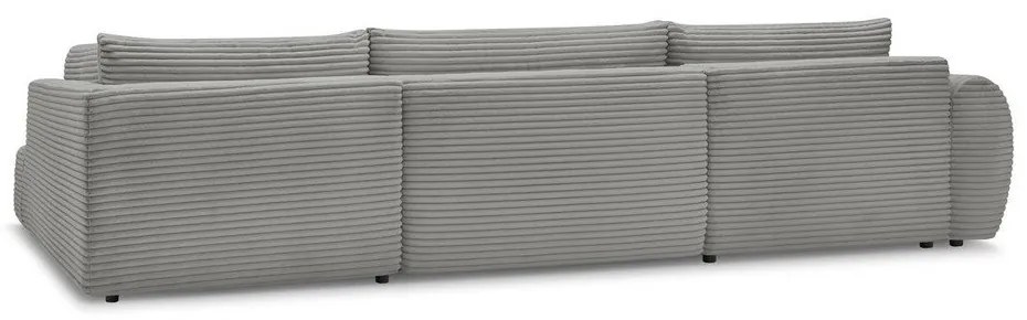 Sötétszürke kordbársony kinyitható sarokkanapé (bal oldali-U alakú) Lucien – Bobochic Paris