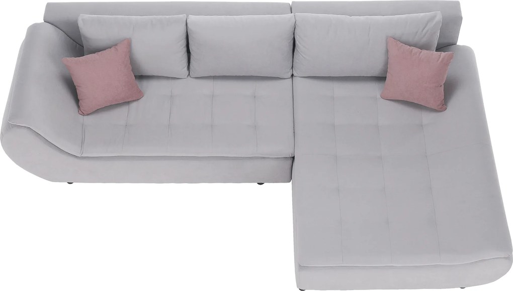 Ülőgarnitúra, világosszürke/púderrózsaszín, szövet, jobbos, BRATO