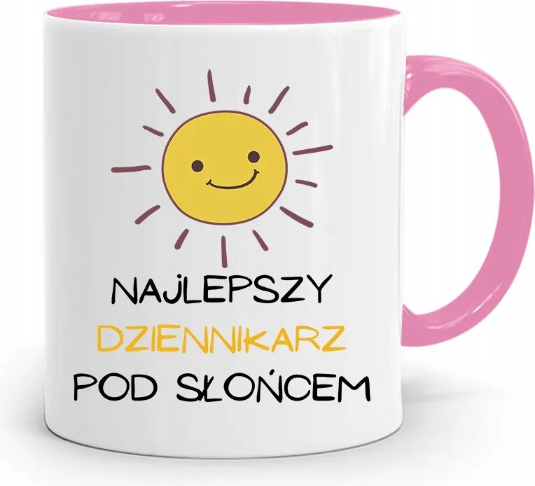 Rózsaszín Bögre Ajándék Riporter Újságírónak, fényképes nyomtatással