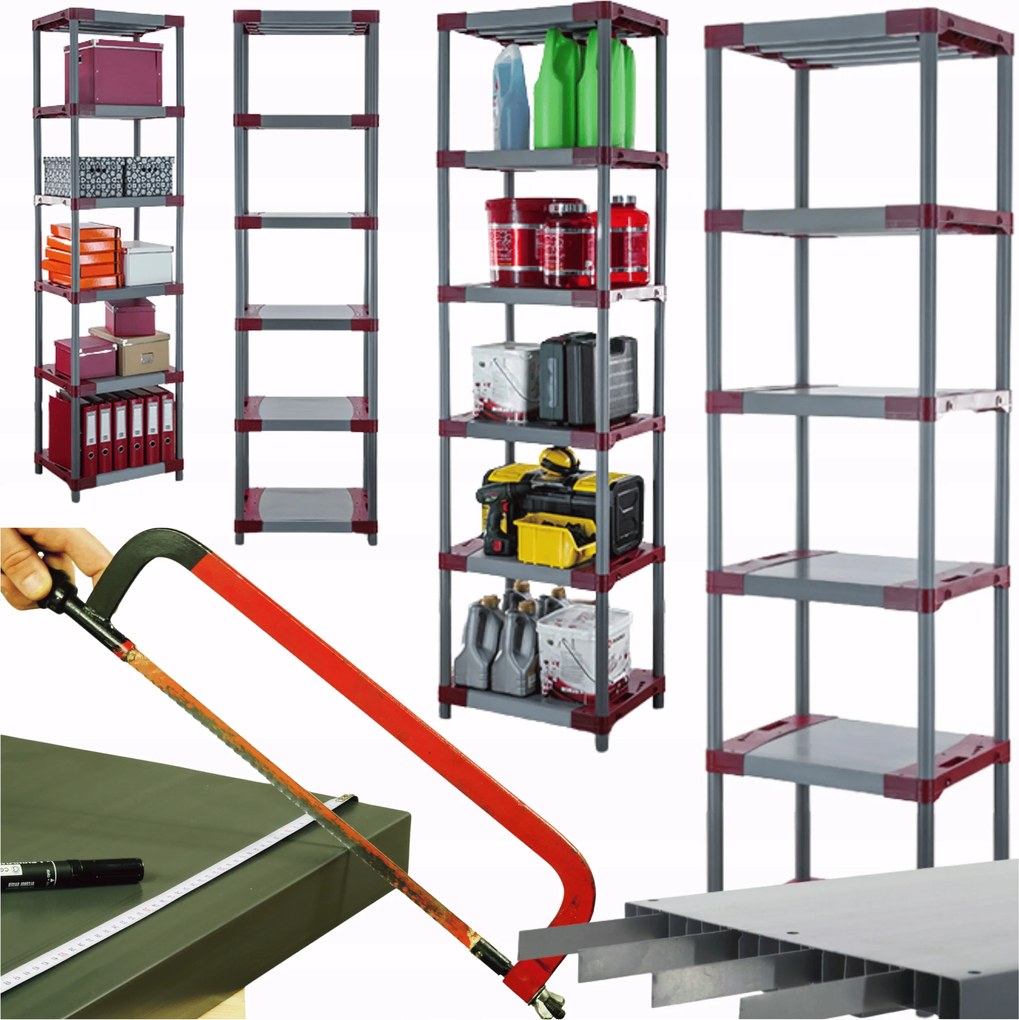 Műanyag könyvespolc Erősített 222x50x46 cm Eco Vízálló Moduláris