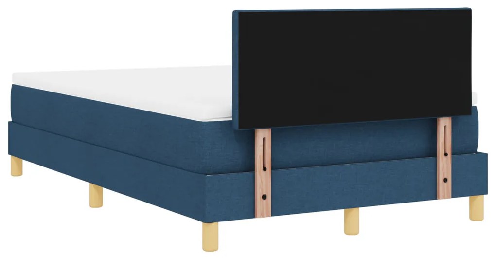 Box Spring Ágy Matraccal és LED Éjféli Kék 120x200 cm szövet