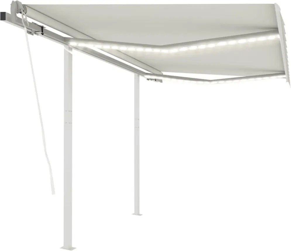 vidaXL krémszínű automata szélérzékelős és LED-es napellenző 3,5x2,5 m