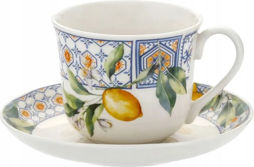 Nagy teáscsésze szimpla 400 ml citrom csészealj