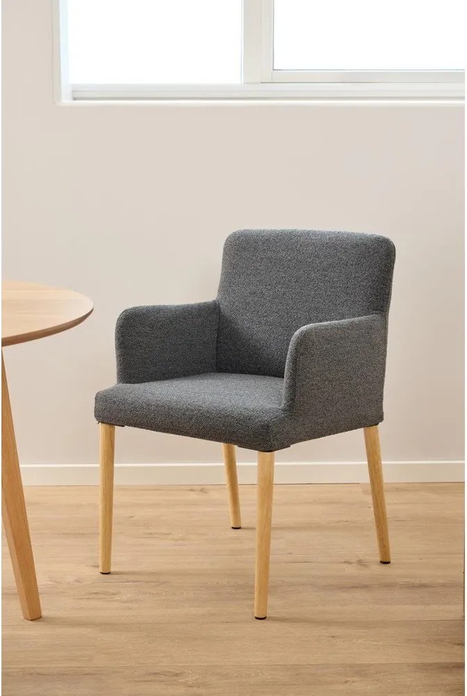 Szürke kárpitozott karfás étkezőfotel Zoe – Actona