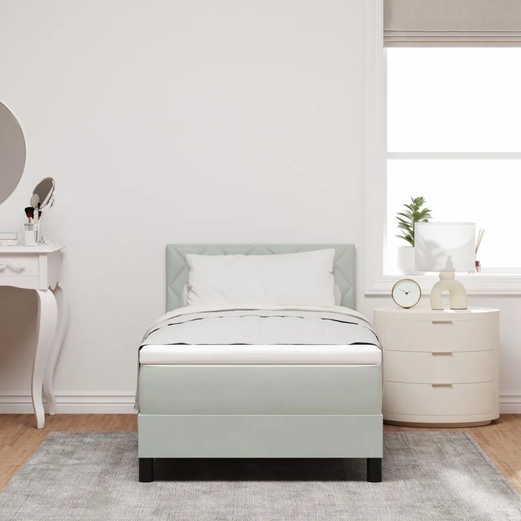 Box Spring Ágy Matracokkal és LED Fénnyel Szürke 90x200 cm Bársonyos